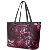 Hawaii Makahiki Season Leather Tote Bag Floral Tribal Tattoo Pink Galaxy LT05 - Polynesian Pride