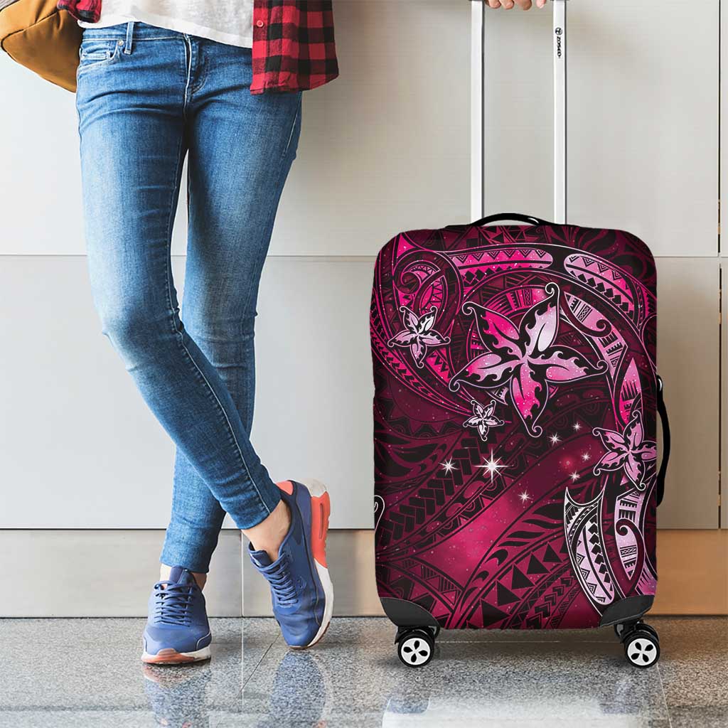 Hawaii Makahiki Season Luggage Cover Floral Tribal Tattoo Pink Galaxy LT05 - Polynesian Pride