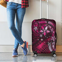 Hawaii Makahiki Season Luggage Cover Floral Tribal Tattoo Pink Galaxy LT05 - Polynesian Pride