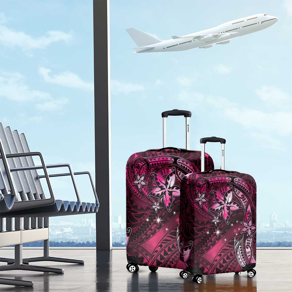 Hawaii Makahiki Season Luggage Cover Floral Tribal Tattoo Pink Galaxy LT05 - Polynesian Pride