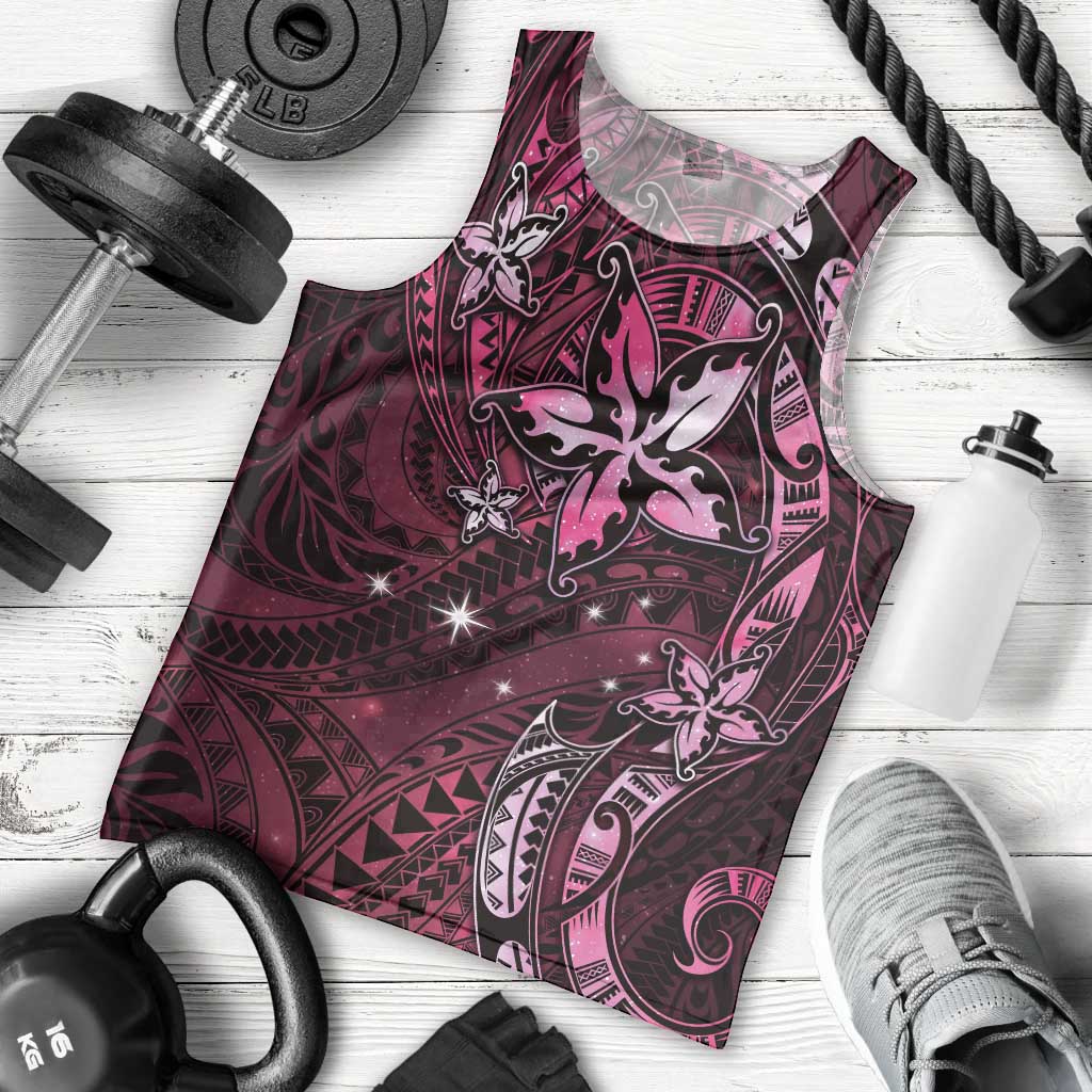 Hawaii Makahiki Season Men Tank Top Floral Tribal Tattoo Pink Galaxy LT05 - Polynesian Pride