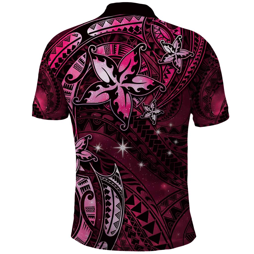 Hawaii Makahiki Season Polo Shirt Floral Tribal Tattoo Pink Galaxy LT05 - Polynesian Pride