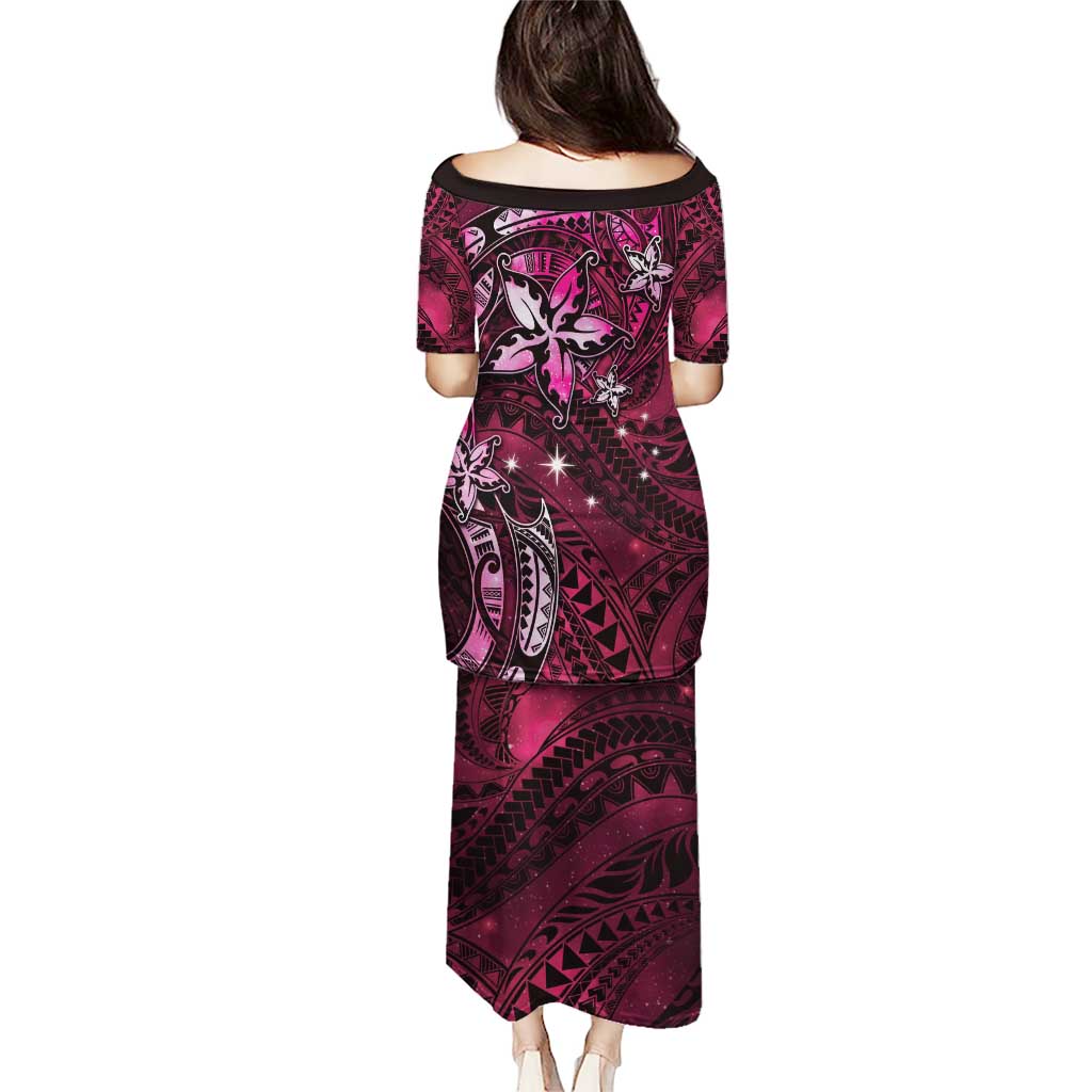 Hawaii Makahiki Season Puletasi Floral Tribal Tattoo Pink Galaxy