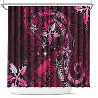 Hawaii Makahiki Season Shower Curtain Floral Tribal Tattoo Pink Galaxy LT05 Pink - Polynesian Pride