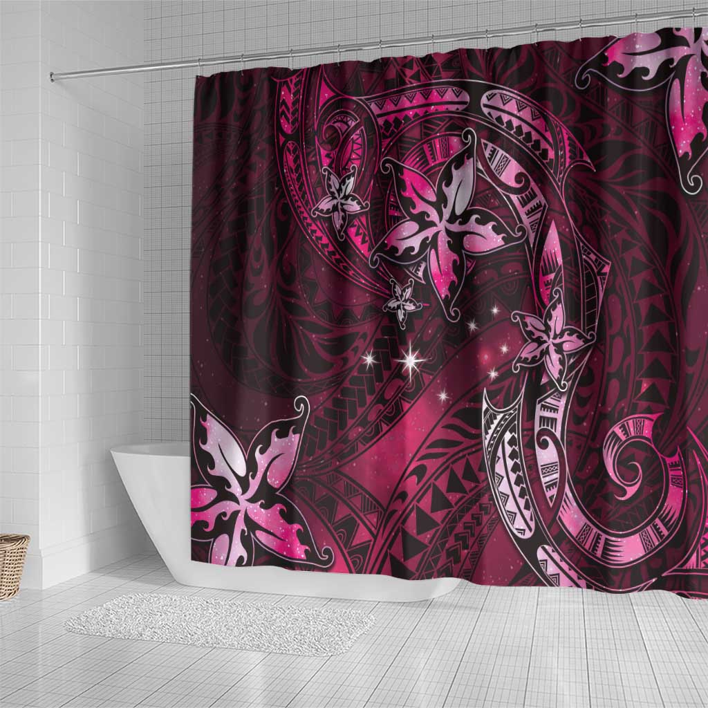 Hawaii Makahiki Season Shower Curtain Floral Tribal Tattoo Pink Galaxy LT05 - Polynesian Pride