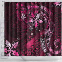 Hawaii Makahiki Season Shower Curtain Floral Tribal Tattoo Pink Galaxy LT05 - Polynesian Pride