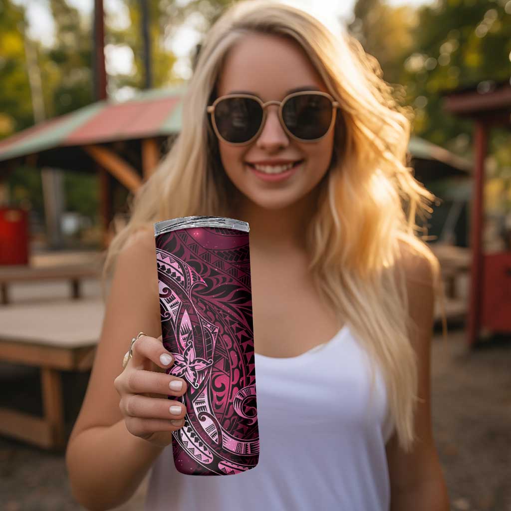 Hawaii Makahiki Season Skinny Tumbler Floral Tribal Tattoo Pink Galaxy LT05 - Polynesian Pride