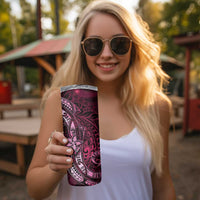 Hawaii Makahiki Season Skinny Tumbler Floral Tribal Tattoo Pink Galaxy LT05 - Polynesian Pride