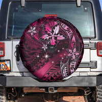 Hawaii Makahiki Season Spare Tire Cover Floral Tribal Tattoo Pink Galaxy LT05 Pink - Polynesian Pride