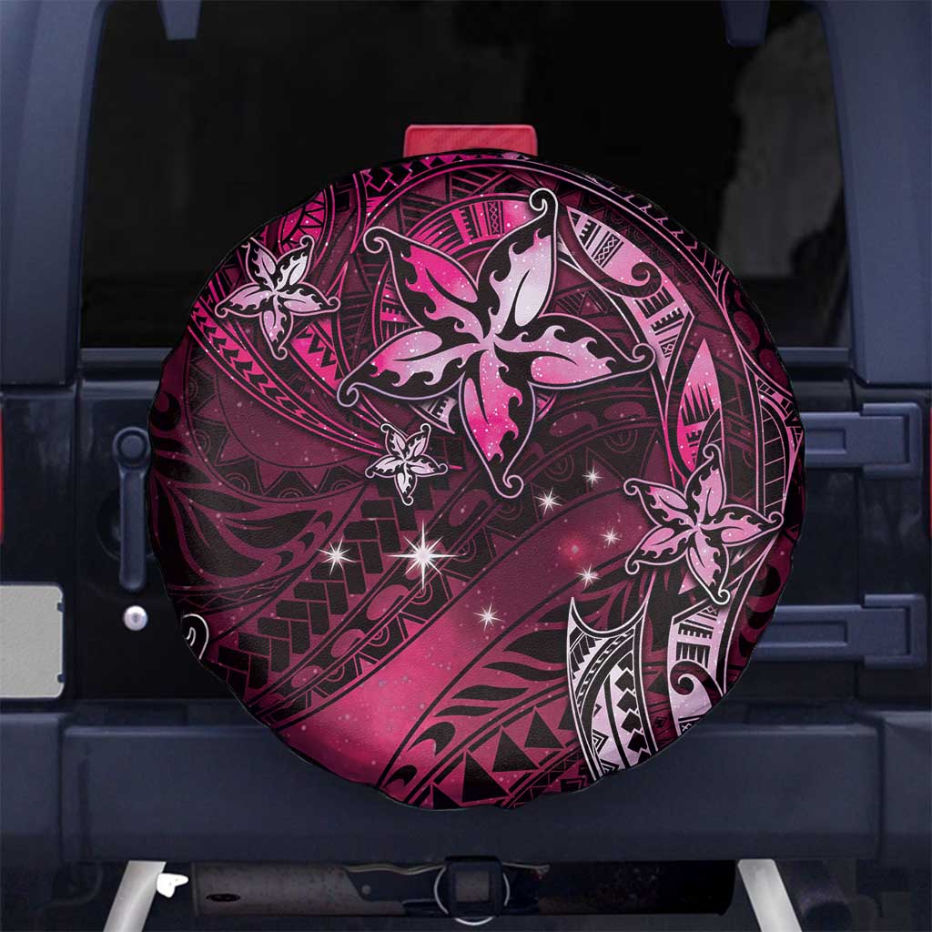 Hawaii Makahiki Season Spare Tire Cover Floral Tribal Tattoo Pink Galaxy LT05 - Polynesian Pride