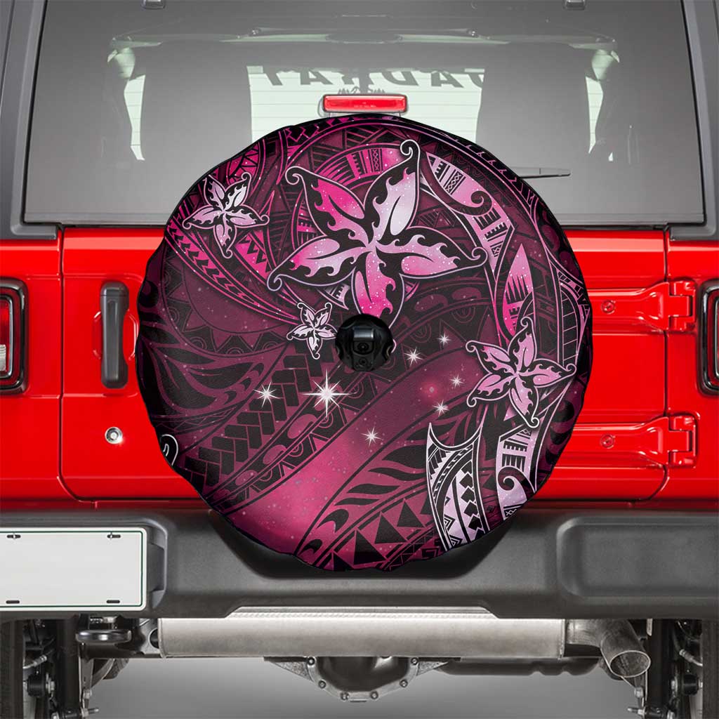 Hawaii Makahiki Season Spare Tire Cover Floral Tribal Tattoo Pink Galaxy LT05 - Polynesian Pride
