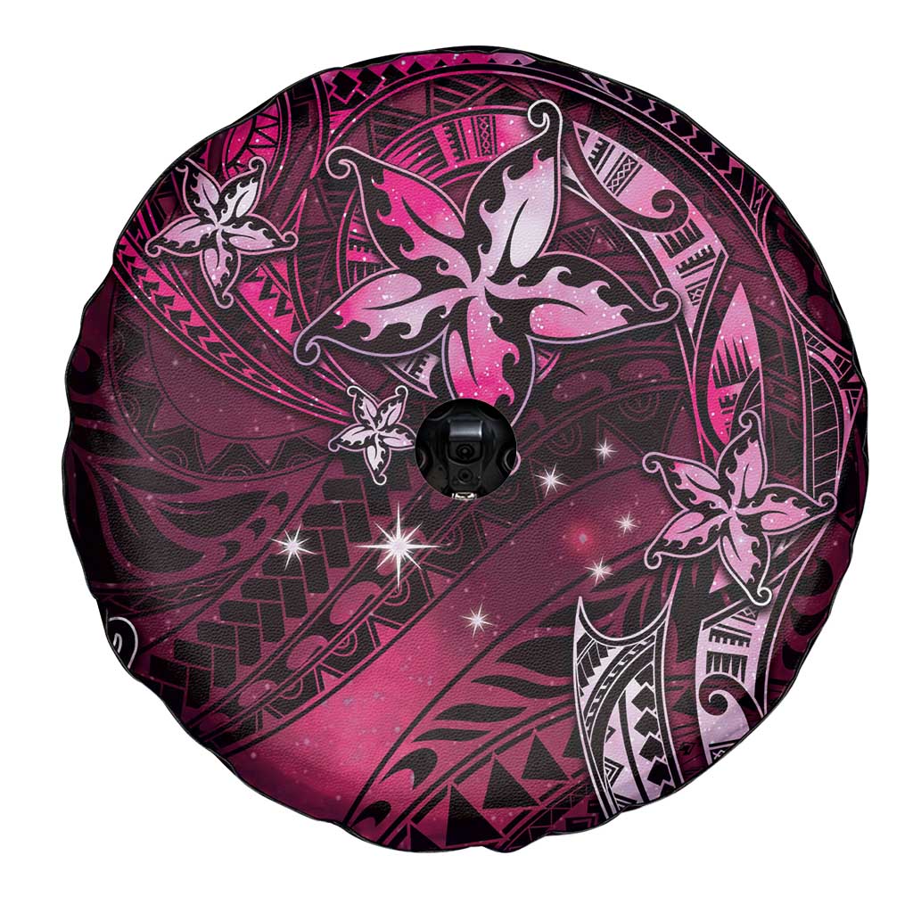Hawaii Makahiki Season Spare Tire Cover Floral Tribal Tattoo Pink Galaxy LT05 - Polynesian Pride