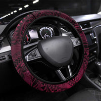 Hawaii Makahiki Season Steering Wheel Cover Floral Tribal Tattoo Pink Galaxy LT05 Universal Fit Pink - Polynesian Pride