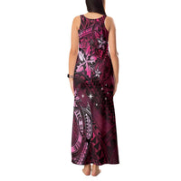 Hawaii Makahiki Season Tank Maxi Dress Floral Tribal Tattoo Pink Galaxy LT05 - Polynesian Pride