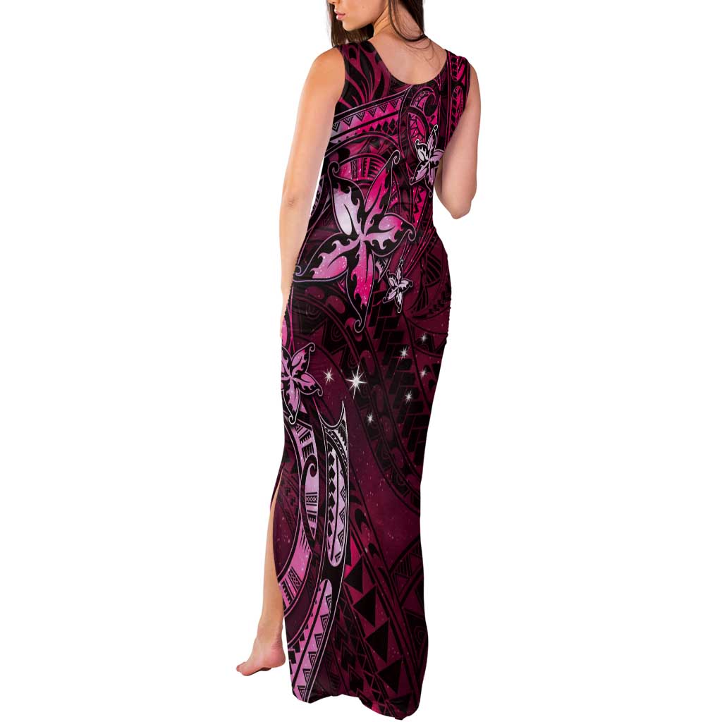 Hawaii Makahiki Season Tank Maxi Dress Floral Tribal Tattoo Pink Galaxy LT05 - Polynesian Pride
