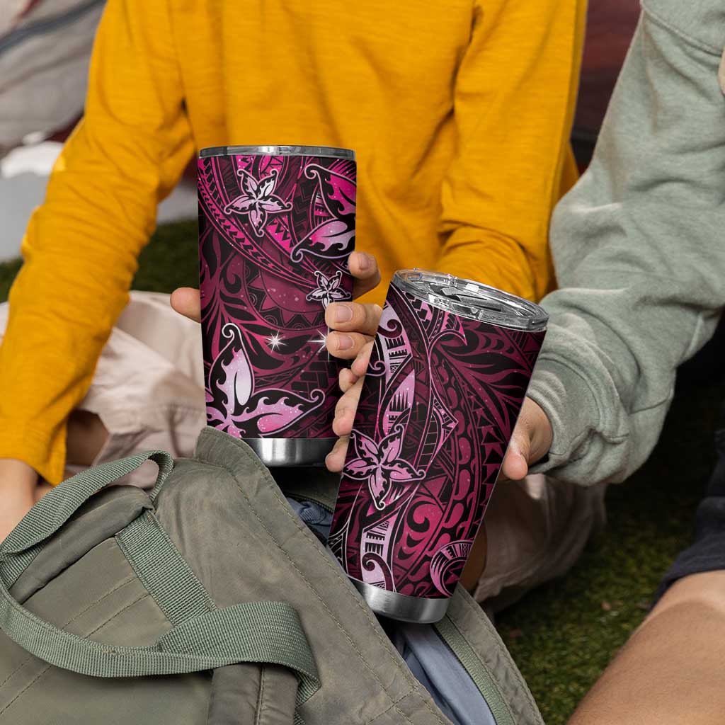 Hawaii Makahiki Season Tumbler Cup Floral Tribal Tattoo Pink Galaxy LT05 - Polynesian Pride