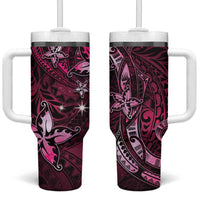 Hawaii Makahiki Season Tumbler With Handle Floral Tribal Tattoo Pink Galaxy LT05 One Size: 40 oz Pink - Polynesian Pride