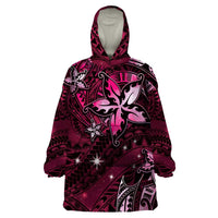 Hawaii Makahiki Season Wearable Blanket Hoodie Floral Tribal Tattoo Pink Galaxy LT05 One Size Pink - Polynesian Pride
