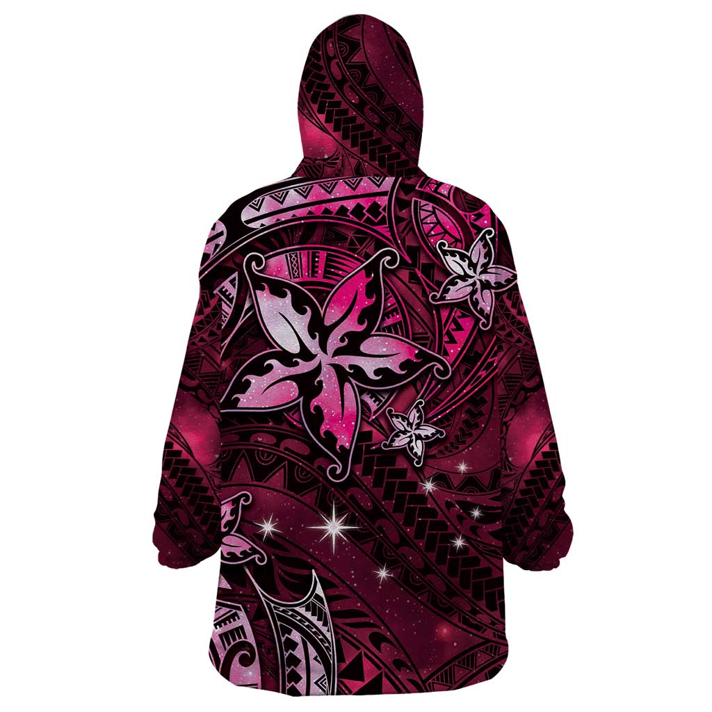 Hawaii Makahiki Season Wearable Blanket Hoodie Floral Tribal Tattoo Pink Galaxy LT05 - Polynesian Pride