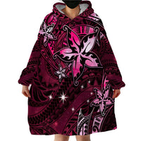 Hawaii Makahiki Season Wearable Blanket Hoodie Floral Tribal Tattoo Pink Galaxy LT05 - Polynesian Pride