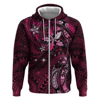 Hawaii Makahiki Season Zip Hoodie Floral Tribal Tattoo Pink Galaxy LT05 Zip Hoodie Pink - Polynesian Pride