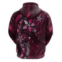 Hawaii Makahiki Season Zip Hoodie Floral Tribal Tattoo Pink Galaxy LT05 - Polynesian Pride