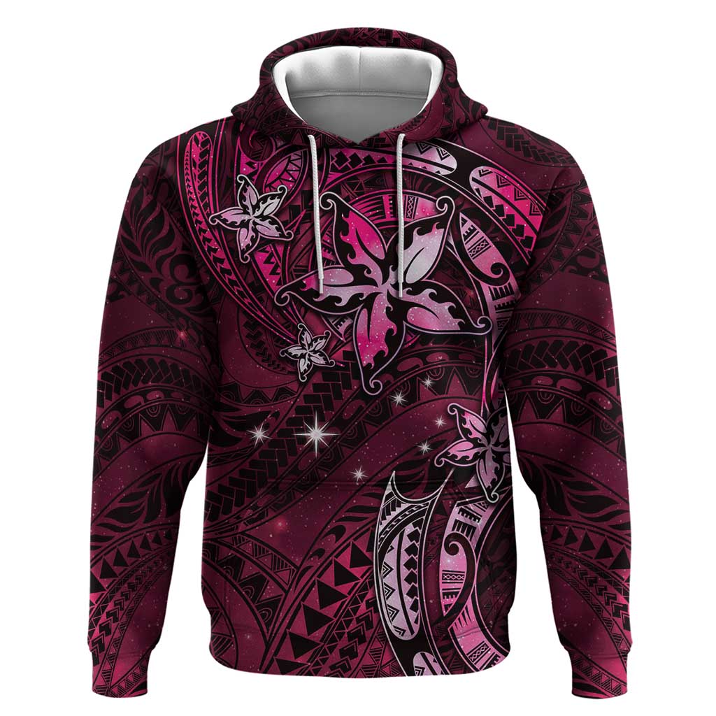 Hawaii Makahiki Season Zip Hoodie Floral Tribal Tattoo Pink Galaxy LT05 Pullover Hoodie Pink - Polynesian Pride