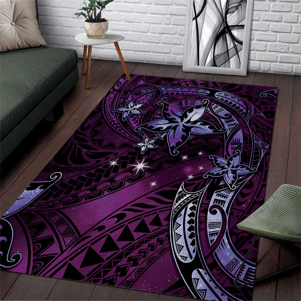 Hawaii Makahiki Season Area Rug Floral Tribal Tattoo Purple Galaxy LT05 Purple - Polynesian Pride