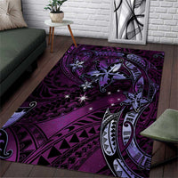 Hawaii Makahiki Season Area Rug Floral Tribal Tattoo Purple Galaxy LT05 Purple - Polynesian Pride