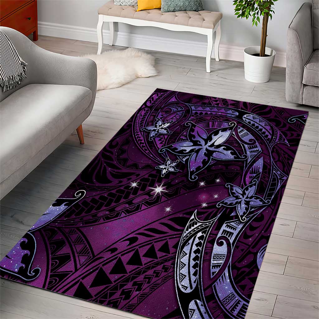 Hawaii Makahiki Season Area Rug Floral Tribal Tattoo Purple Galaxy LT05 - Polynesian Pride