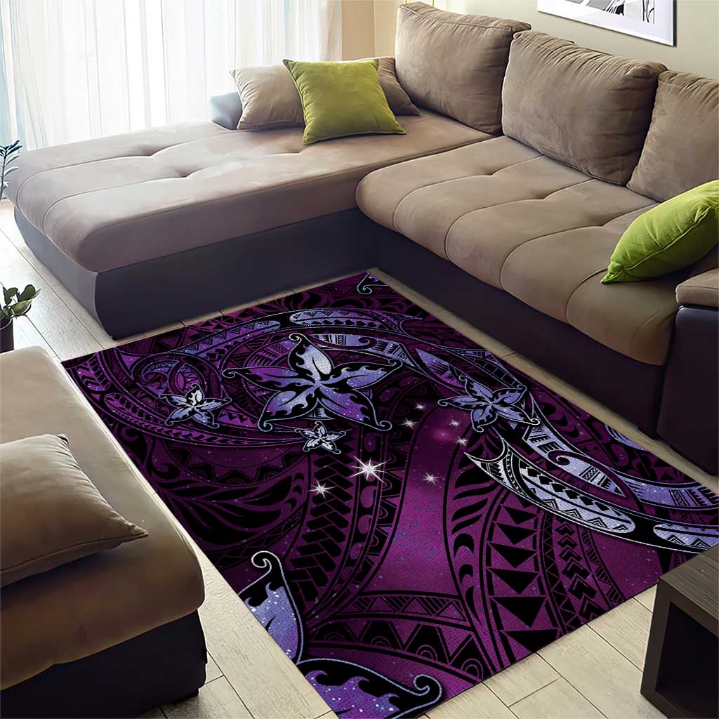 Hawaii Makahiki Season Area Rug Floral Tribal Tattoo Purple Galaxy LT05 - Polynesian Pride