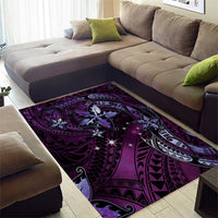 Hawaii Makahiki Season Area Rug Floral Tribal Tattoo Purple Galaxy LT05 - Polynesian Pride