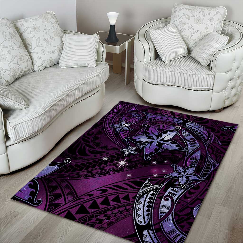 Hawaii Makahiki Season Area Rug Floral Tribal Tattoo Purple Galaxy LT05 - Polynesian Pride