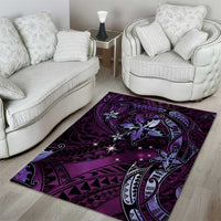 Hawaii Makahiki Season Area Rug Floral Tribal Tattoo Purple Galaxy LT05 - Polynesian Pride