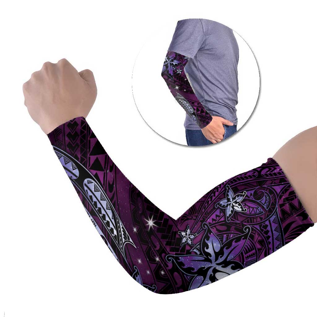 Hawaii Makahiki Season Arm Sleeves Floral Tribal Tattoo Purple Galaxy LT05 Set of 2 Purple - Polynesian Pride