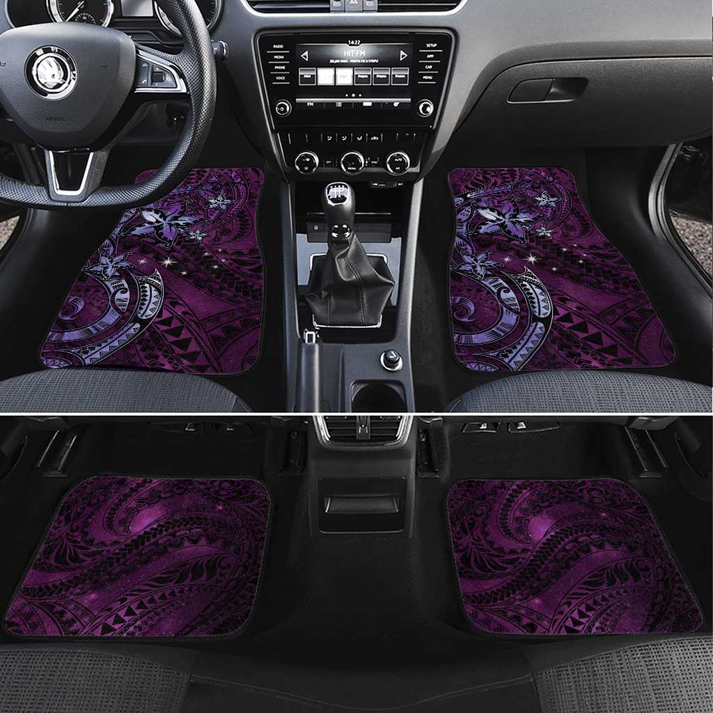 Hawaii Makahiki Season Car Mats Floral Tribal Tattoo Purple Galaxy LT05 Set 4pcs Purple - Polynesian Pride