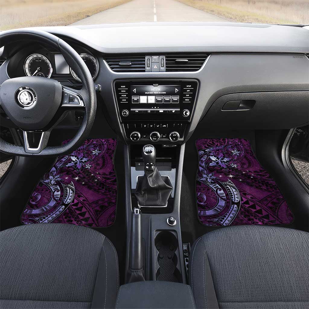 Hawaii Makahiki Season Car Mats Floral Tribal Tattoo Purple Galaxy LT05 Set 2pcs - Front Purple - Polynesian Pride