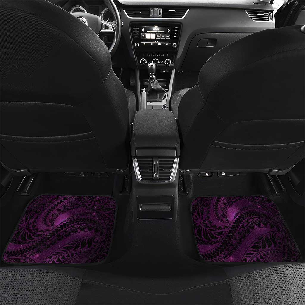 Hawaii Makahiki Season Car Mats Floral Tribal Tattoo Purple Galaxy LT05 Set 2pcs - Back Purple - Polynesian Pride