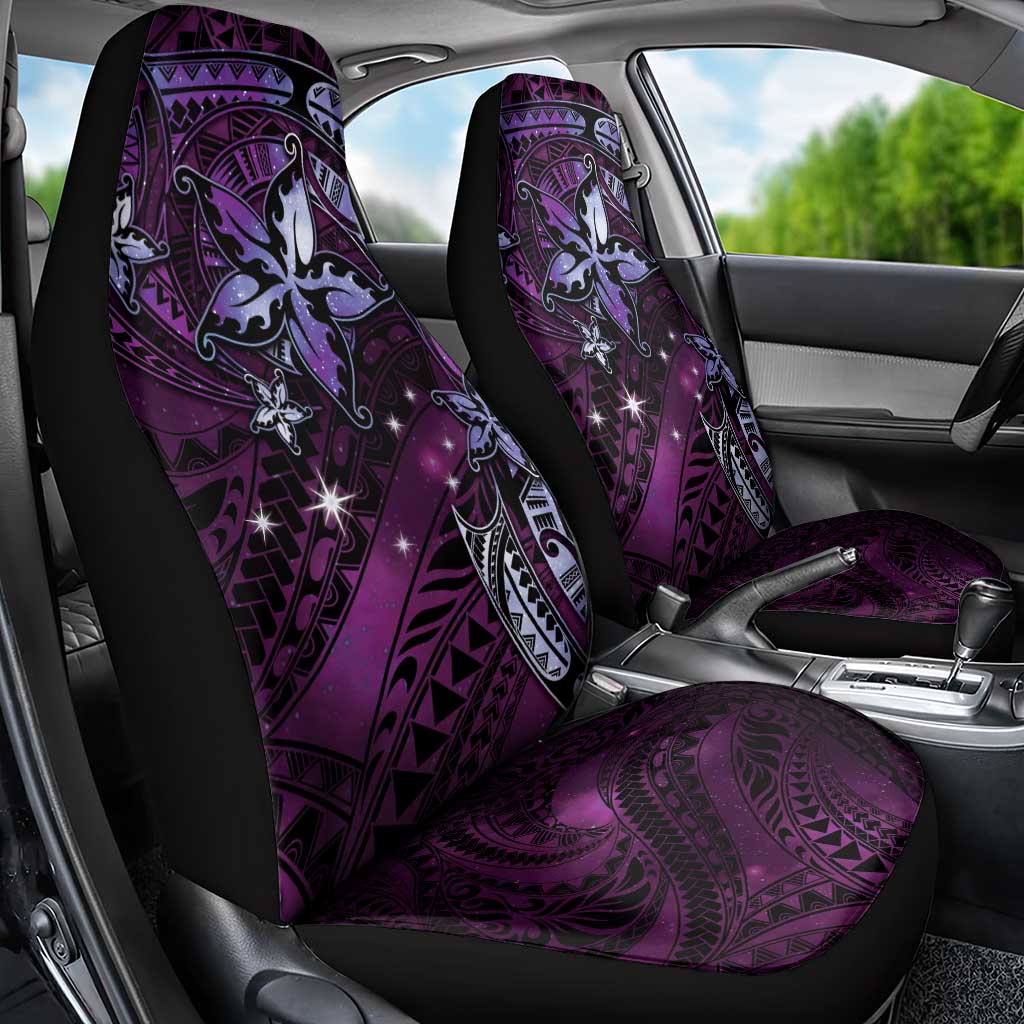 Hawaii Makahiki Season Car Seat Cover Floral Tribal Tattoo Purple Galaxy LT05 - Polynesian Pride