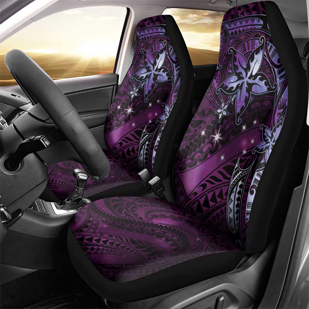 Hawaii Makahiki Season Car Seat Cover Floral Tribal Tattoo Purple Galaxy LT05 - Polynesian Pride