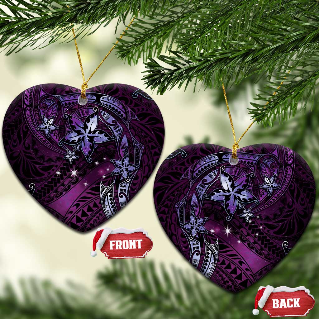 Hawaii Makahiki Season Ceramic Ornament Floral Tribal Tattoo Purple Galaxy