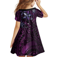 Hawaii Makahiki Season Family Matching Summer Maxi Dress and Hawaiian Shirt Floral Tribal Tattoo Purple Galaxy LT05 - Polynesian Pride