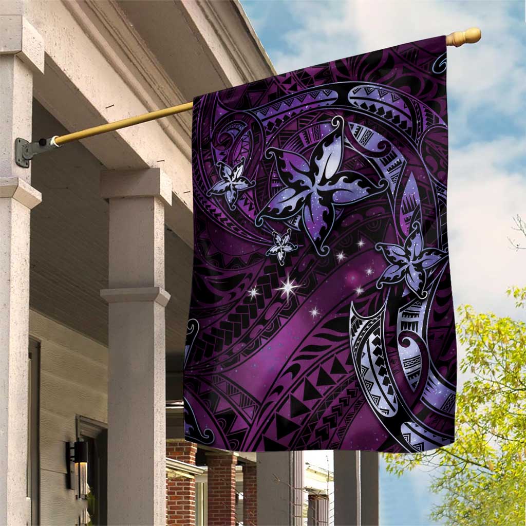 Hawaii Makahiki Season Garden Flag Floral Tribal Tattoo Purple Galaxy LT05 House Flag Purple - Polynesian Pride