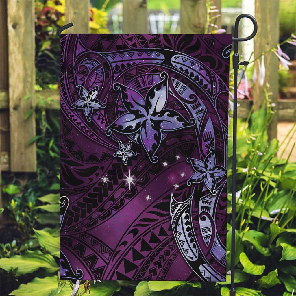 Hawaii Makahiki Season Garden Flag Floral Tribal Tattoo Purple Galaxy LT05 Garden Flag Purple - Polynesian Pride