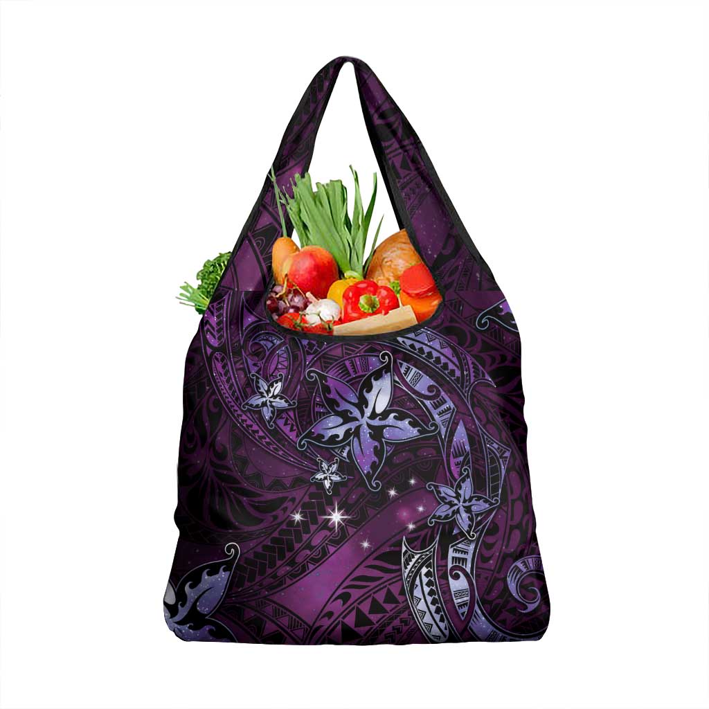 Hawaii Makahiki Season Grocery Bag Floral Tribal Tattoo Purple Galaxy LT05 1-pack One Size Purple - Polynesian Pride