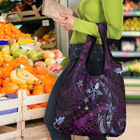 Hawaii Makahiki Season Grocery Bag Floral Tribal Tattoo Purple Galaxy LT05 - Polynesian Pride