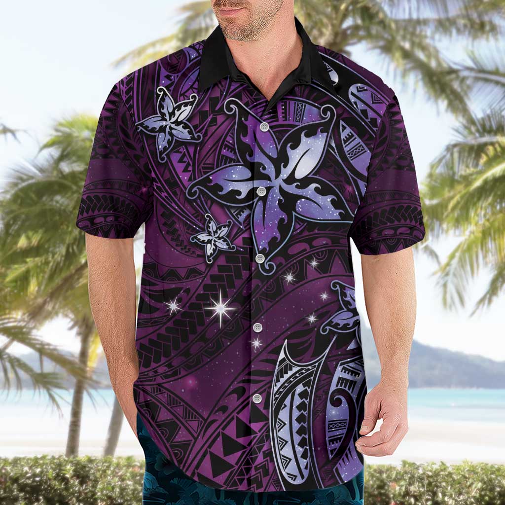 Hawaii Makahiki Season Hawaiian Shirt Floral Tribal Tattoo Purple Galaxy LT05 - Polynesian Pride