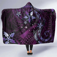 Hawaii Makahiki Season Hooded Blanket Floral Tribal Tattoo Purple Galaxy LT05 One Size Purple - Polynesian Pride