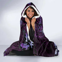 Hawaii Makahiki Season Hooded Blanket Floral Tribal Tattoo Purple Galaxy LT05 - Polynesian Pride