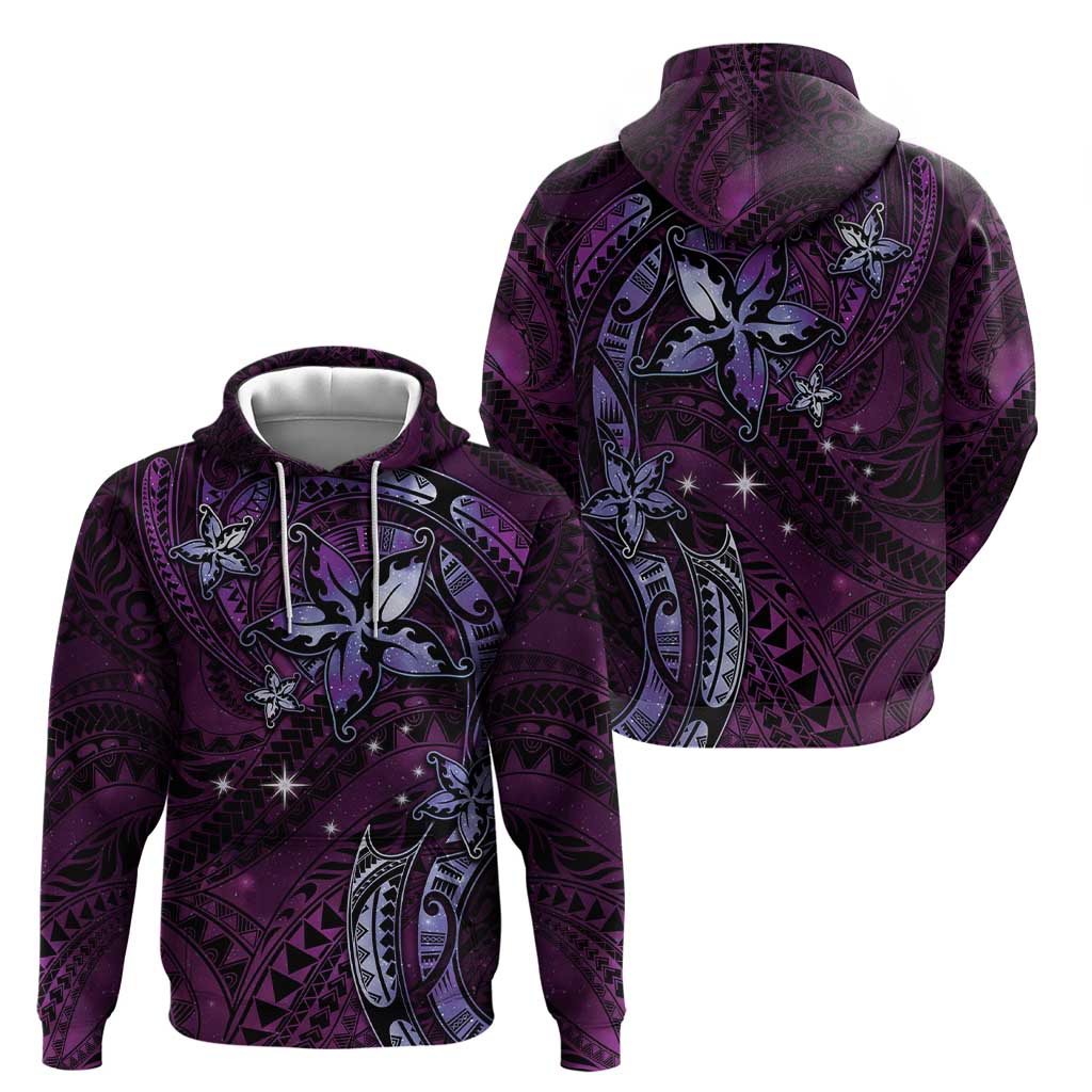 Hawaii Makahiki Season Hoodie Floral Tribal Tattoo Purple Galaxy LT05 - Polynesian Pride